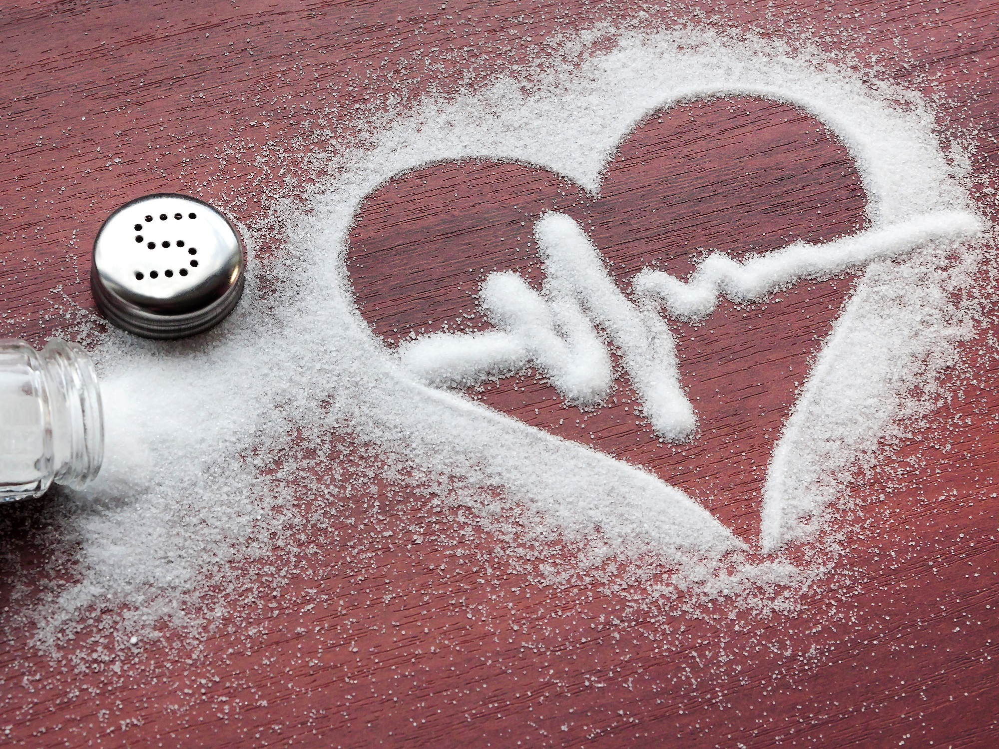 A heart of salt grains